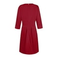 thumbnail image 6 of LISTHA Women's Fall 3/4 Sleeve Midi Dresses Casual Formal Church Wedding Guest Work Clothes Wine L, 6 of 6