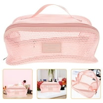 OFFIGAM Mesh Travel Toiletry Bags Toiletry Organizer Bags Pink 1Pack For Women