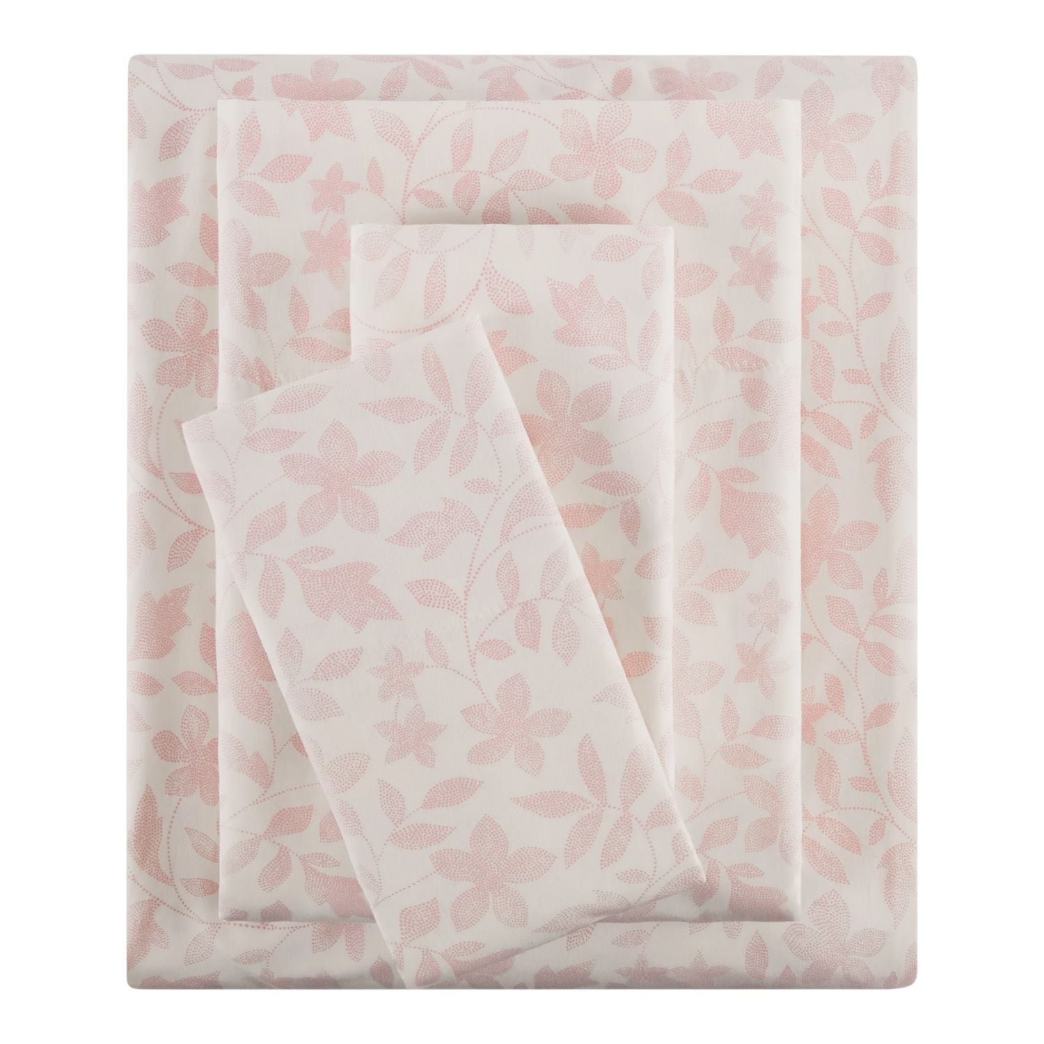 Mainstays 4-Piece 300 Thread Count Floral- CVC Cotton Blend Bed Sheet Set, Double(Adult), Double Sheet Set