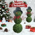 thumbnail image 3 of 32in Christmas Snowman Topiary - Christmas Snowman Shaped Tree with Red Berries Santa Hat Topiary Snowman for Christmas Indoor/Outdoor Decorations,Snowman Decor,Christmas Decors (D), 3 of 7