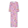 thumbnail image 3 of Rciityk Valentines Day Pajamas Women - Pajama Sets for Women 2 Piece - Casual Long Sleeve Crew Neck Top and Pants Pjs Sets Nightwear Loungewear, 3 of 3