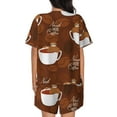thumbnail image 6 of Daiia Sloths Need More Coffee Pattern Womens Pajama Sets Short Sleeve Pajamas for Women Sets Soft Lounge Sets Casual Round Neck Sleepwear PJS-Small, 6 of 7