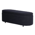 thumbnail image 2 of Costaelm Celine 54" Wide Mid-Century Modern Upholstered Sherpa Oval Storage Ottoman Bench, Navy Blue, 2 of 4