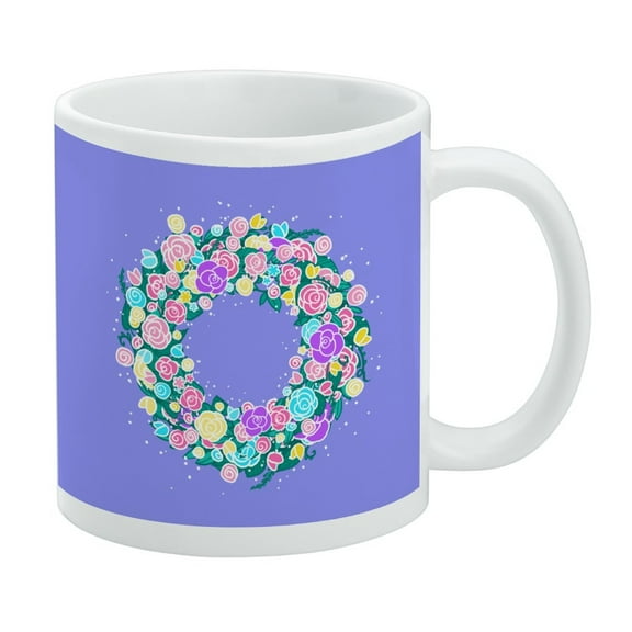 Spring Wreath Flowers White Mug