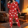 thumbnail image 2 of FDGIU ‌‌‌‌Women's Heart Print Pajamas Plus Size - Long Sleeve Button Up & Pants Comfy Sleepwear Set, 2 of 6