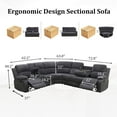 thumbnail image 5 of Recliner Sofa Set ,Manual Reclining Sectional Couch Set with Cup Holders,Living Room Furniture,Corduroy L-Shaped Recliner Couch Set for Living Room Home Office (Dark Grey, Sectional), 5 of 9