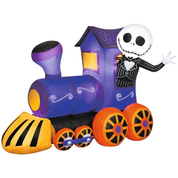 Lightshow Airblown-Jack Skellington in Sewn in Micro LED Purple Train Scene-Disney