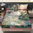 thumbnail image 4 of Jiueut Cat Flower Print 3 Pieces Twin Size Bed Sheet Set, Ultra Soft Bedroom Decoration Easy to Clean Fitted Sheet 2 Pillowcase for Women Men, 4 of 7