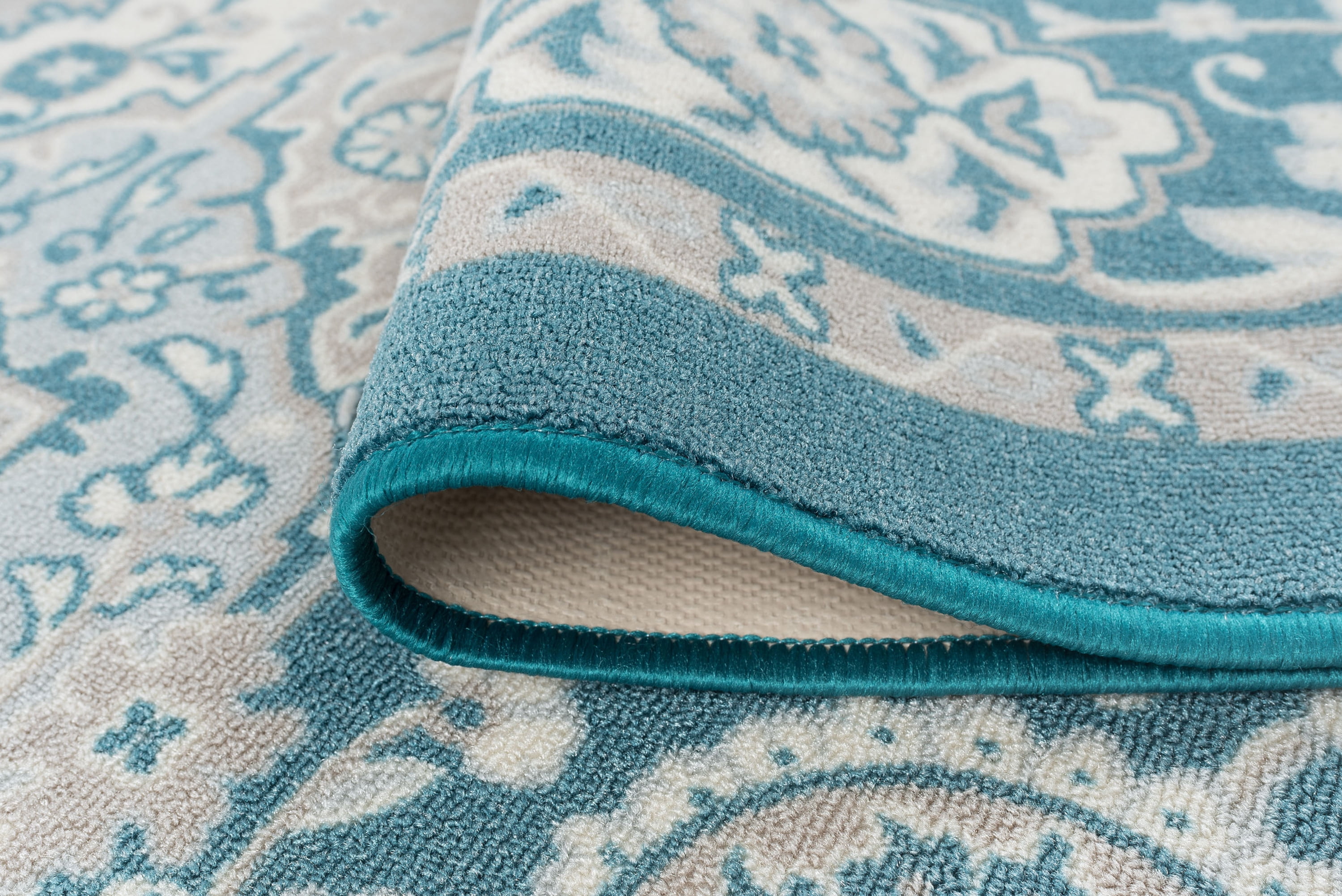 Traditional 9x12 Area Rug (8'9'' x 12'3'') Oriental Teal, Gray Living Room Easy to Clean