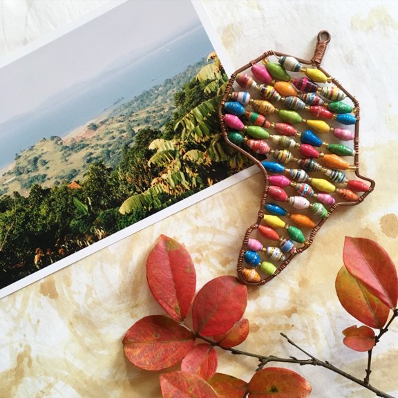 Africa Ornament, Paper Bead Fair Trade Recycled