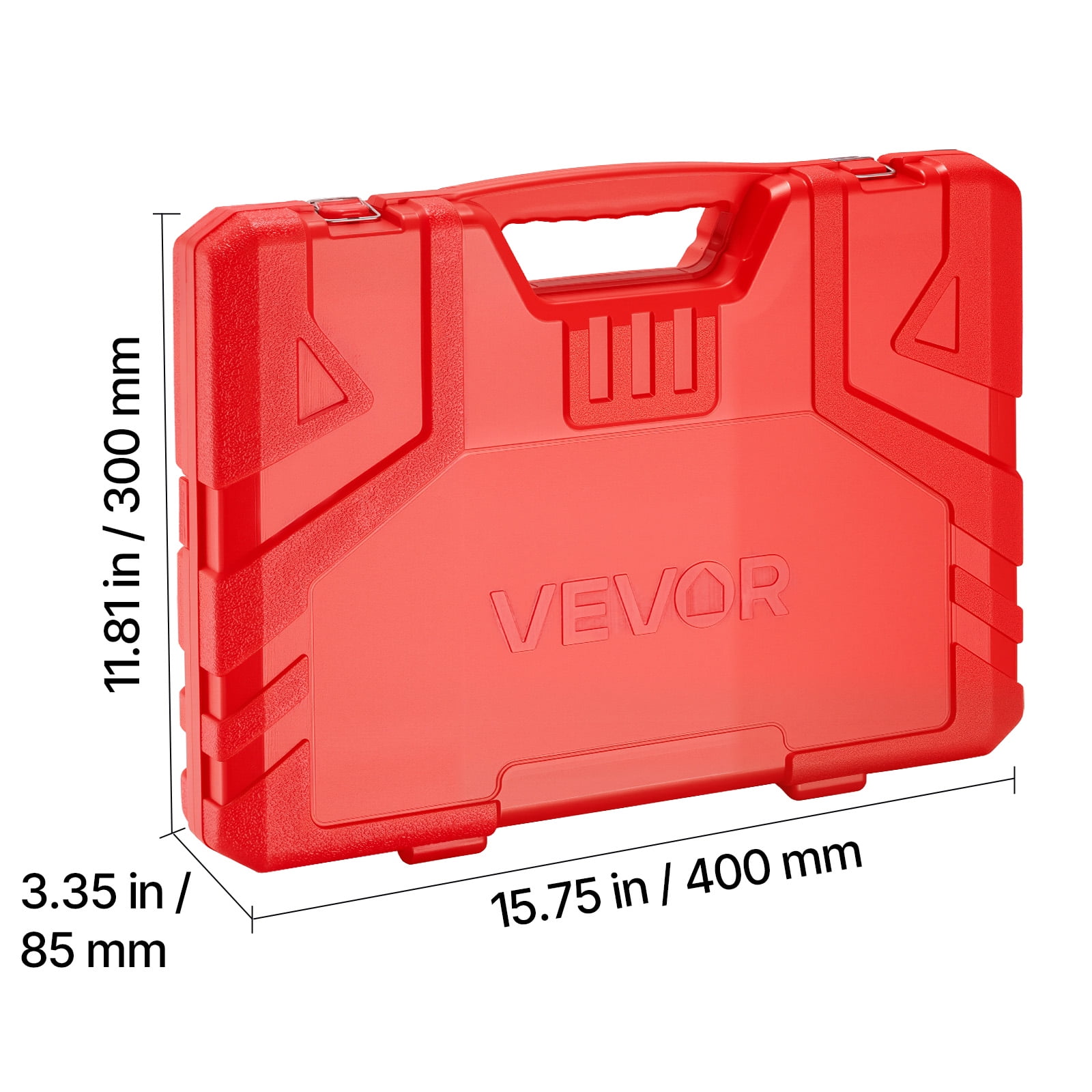 VEVOR 3/8 in Drive Impact Socket Set, 67 Piece, 6 Point Shallow & Deep Impact Sockets, SAE (5/16 in to 3/4 in) and Metric (8 mm to 19 mm), Swivel Sockets, Adapters, Cr-V & Cr-Mo Steel, Carrying Case