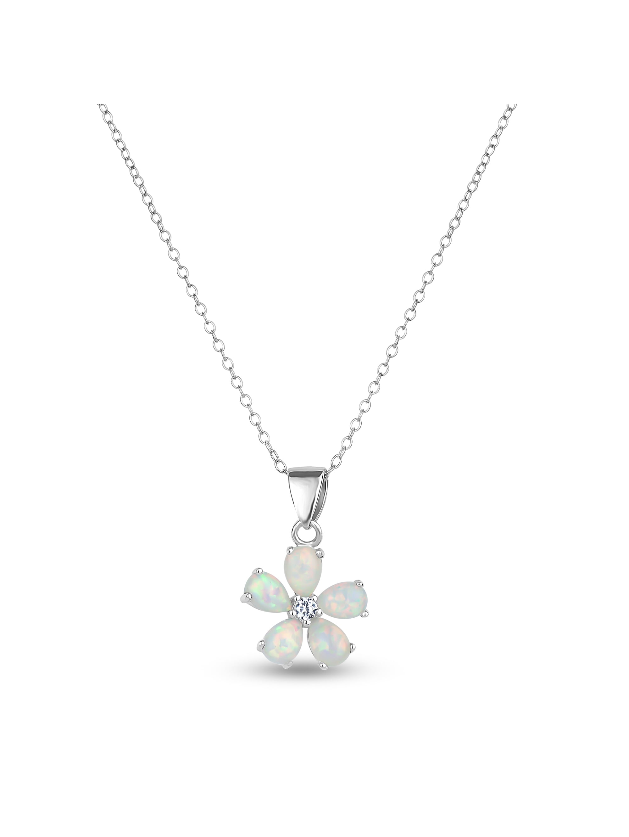 Forever New - Created Opal and White Sapphire Sterling Silver Flower ...