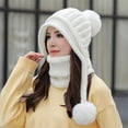 thumbnail image 3 of Gorro de invierno para mujer, conjunto de bufanda circular peruana, orejeras de esquí, 3 of 5