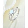 thumbnail image 3 of PYNZY Celtic Knot Rings Infinity Twisted Rings, 925 Sterling Silver Heart Statement Rings White Opal Jewelry for Women Gift Size 7, 3 of 6