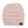 Trendy Warm Chunky Soft Stretch Cable Knit Beanie Skully, Snuggly Soft Rose Mix