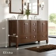 thumbnail image 2 of Eviva Stanton 60" Teak Transitional Double Sink Bathroom Vanity w/ White Carrara Top, 2 of 6