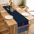 thumbnail image 3 of Navy Blue Morocco Table Runner - 70 Inch Long, Kitchen Dining Table Runner Dresser Scarves, Red Ocean Nautical Anchor Stripe Farmhouse Decor for Coffee Tables Wedding Party Banquet, 3 of 8