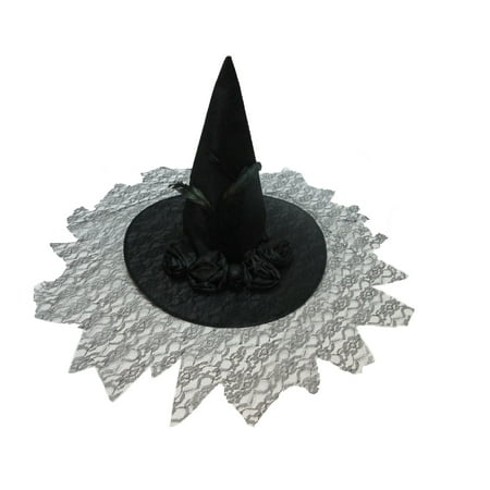 Way To Celebrate Black Lace Witch Hat Halloween Costume Accessory