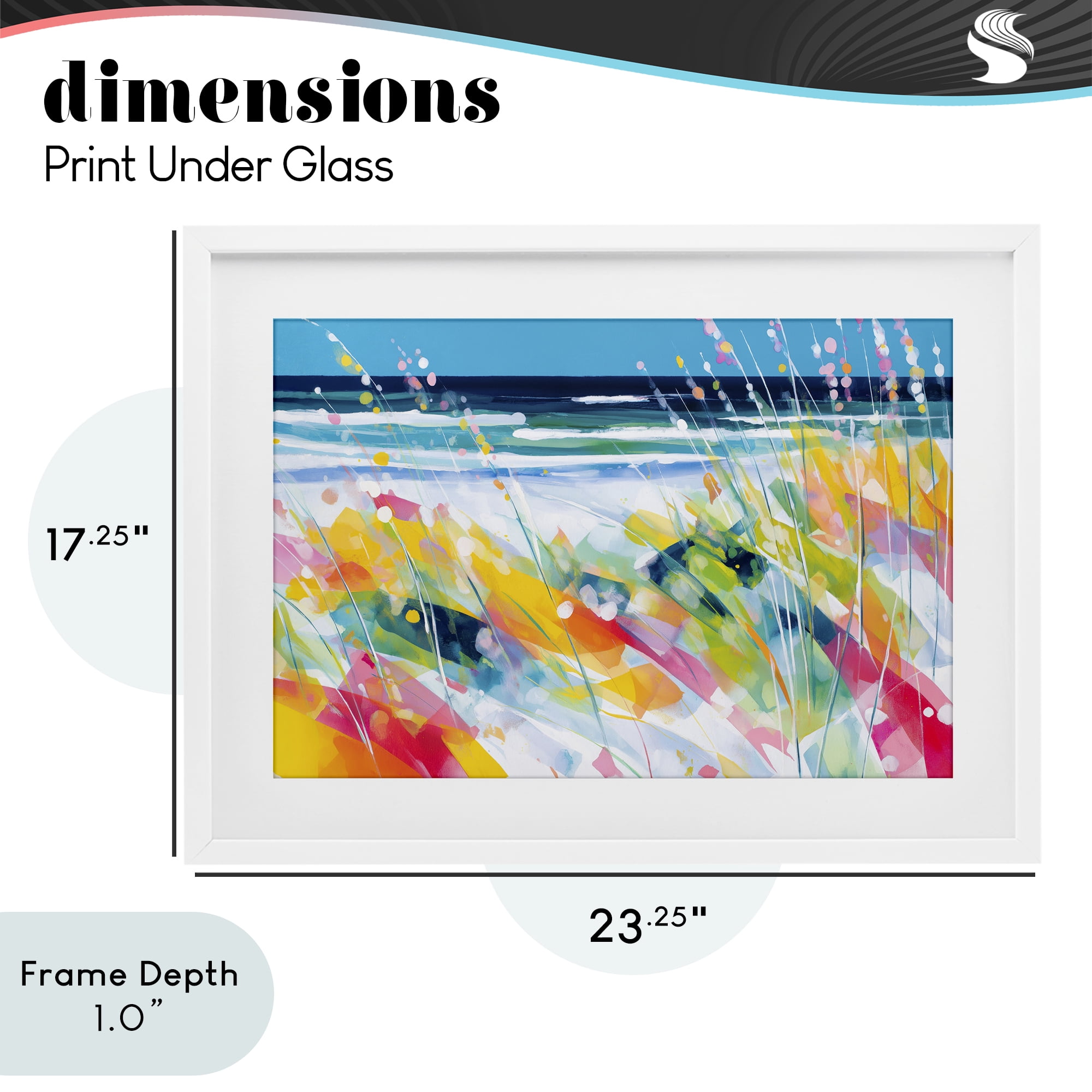 Stupell Industries Sea Oats & Ocean Breeze Abstract White Framed Print Under Glass, design by Chromatic Storm Studio