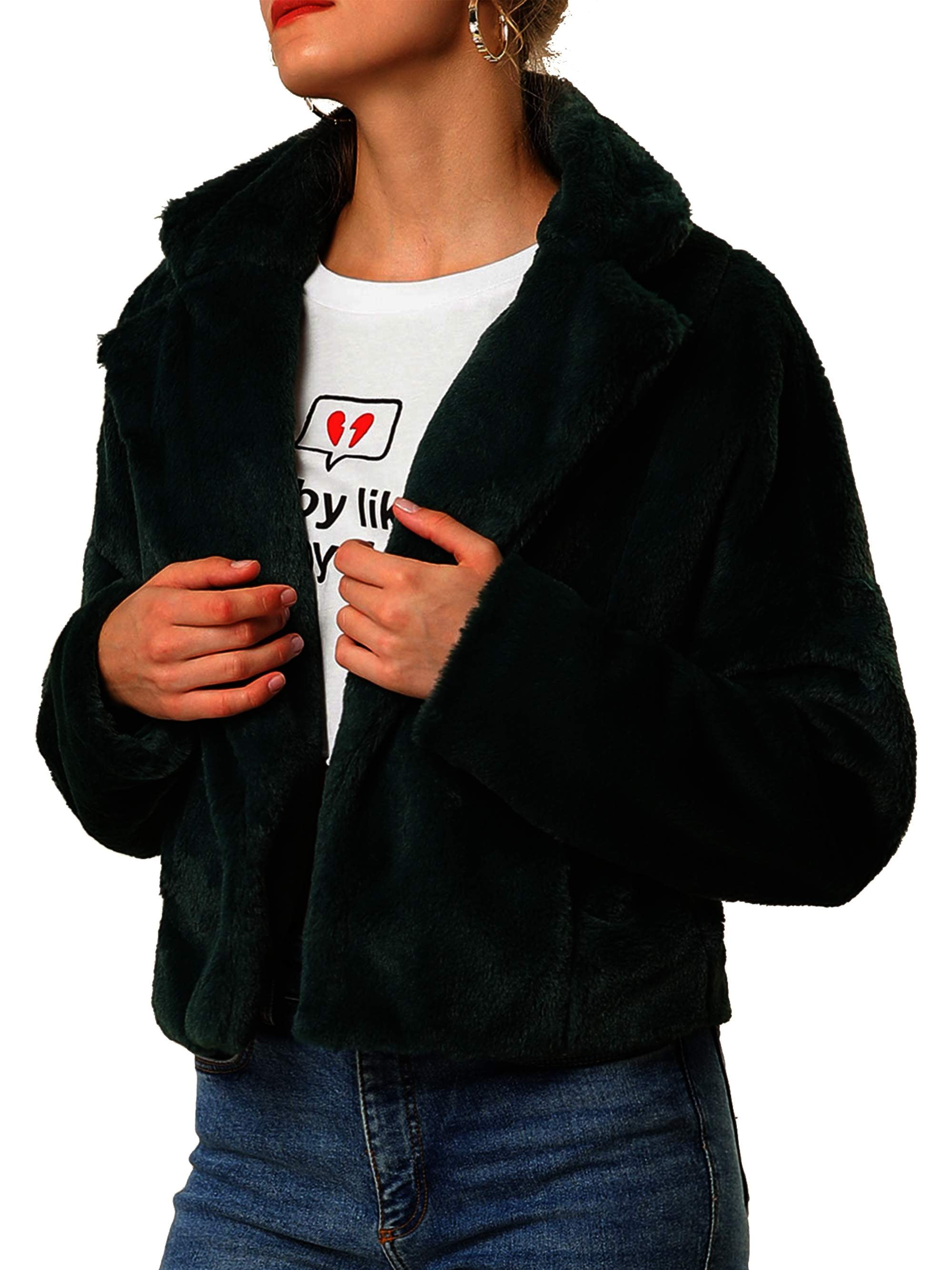 lapel faux shearling coat