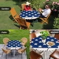 thumbnail image 4 of 4th of July Round Tablecloth for 36-44 Inch Tables,Fitted Table Cover with Elastic Edge,Independence Day American Flag Red Striped Blue Star Waterproof Outdoor Table Cloth Protector for Patio Dinner, 4 of 9