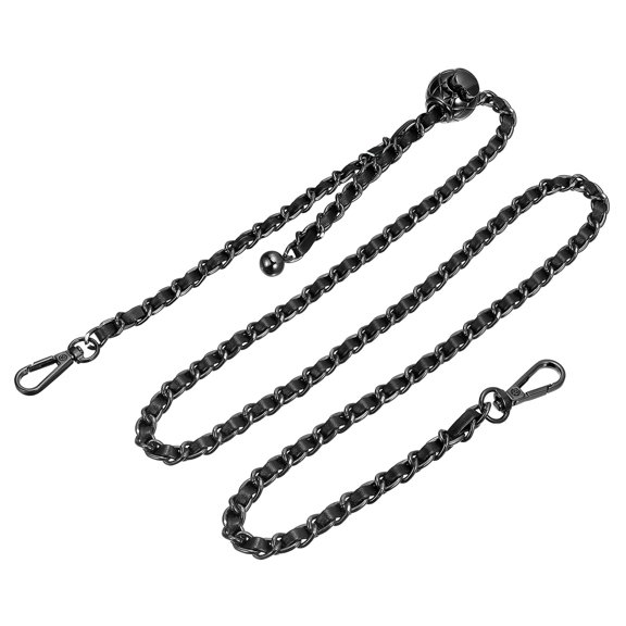 Purse Chain Strap 47 Inch Iron Chain Strap Adjustable Handbag Chains for Wallets Clutch Bags Black/Black Tone