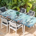 thumbnail image 2 of Coastal Anchor Blue Table Cloths for 8 Foot Rectangle Tables, Summer Beach Nautical Coral Starfish Patio Waterproof Elastic Fitted Tablecloths, Washable Rectangular Table Cover for Camping, 2 of 8
