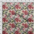 thumbnail image 3 of oneOone Cotton Flex White Fabric Stripe & Rose Floral Quilting Supplies Print Sewing Fabric By The Yards 40 Inches Wide, 3 of 4