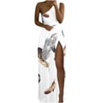 thumbnail image 4 of Lenago Robe de Maternité Grande Taille Mode Décontractée d'Été Sans Manches Imprimée à une Épaule Fendue Robe de Plage d'Été en Liquidation, 4 of 5