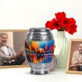 thumbnail image 6 of JAGASY Bear Miniature Handmade Urn for Daughter, Blue Small Urns for Human Ashes Keepsake, River Orange Yellow Trees Decorative Urns for Son, Burial Urn for Children, (3 Inch), 6 of 7