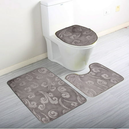 3 Piece Bathroom Rug Set Luxury Soft Microfiber Bath Mat Countour 3 Piece Bathroom Rug Set Luxury Soft Microfiber Bath Mat Countour Toilet Seat Lid Cover