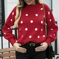thumbnail image 4 of Xmyrz Women'S Sweaters Polka Dot Printing Long Sleeve Knit Casual Holiday Pullover Sweater Cute Sweaters, 4 of 9