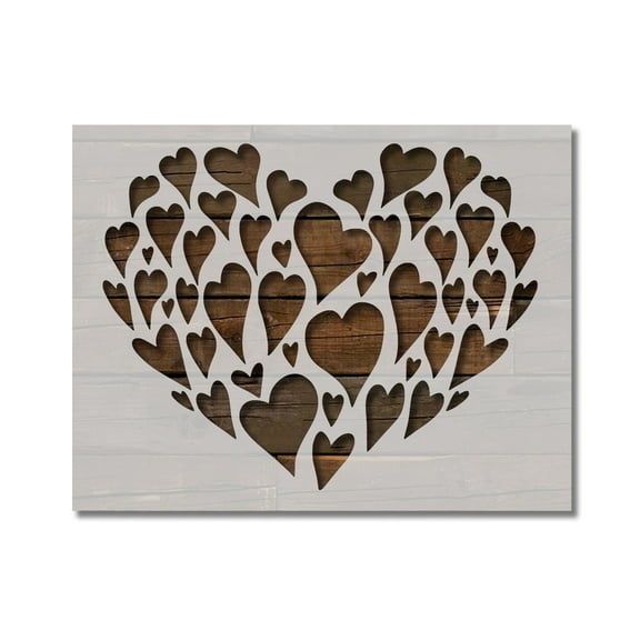 Valentine's Hearts Pattern Stencil Template Reusable 8.5 x 11 Inches for Painting on Walls, Wood, Arts and Crafts by Stencilville