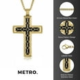 thumbnail image 5 of Gold Ion Plated Stainless Steel Fancy Pattern Cross Pendant - 24 Inch Round Box Chain, 5 of 6