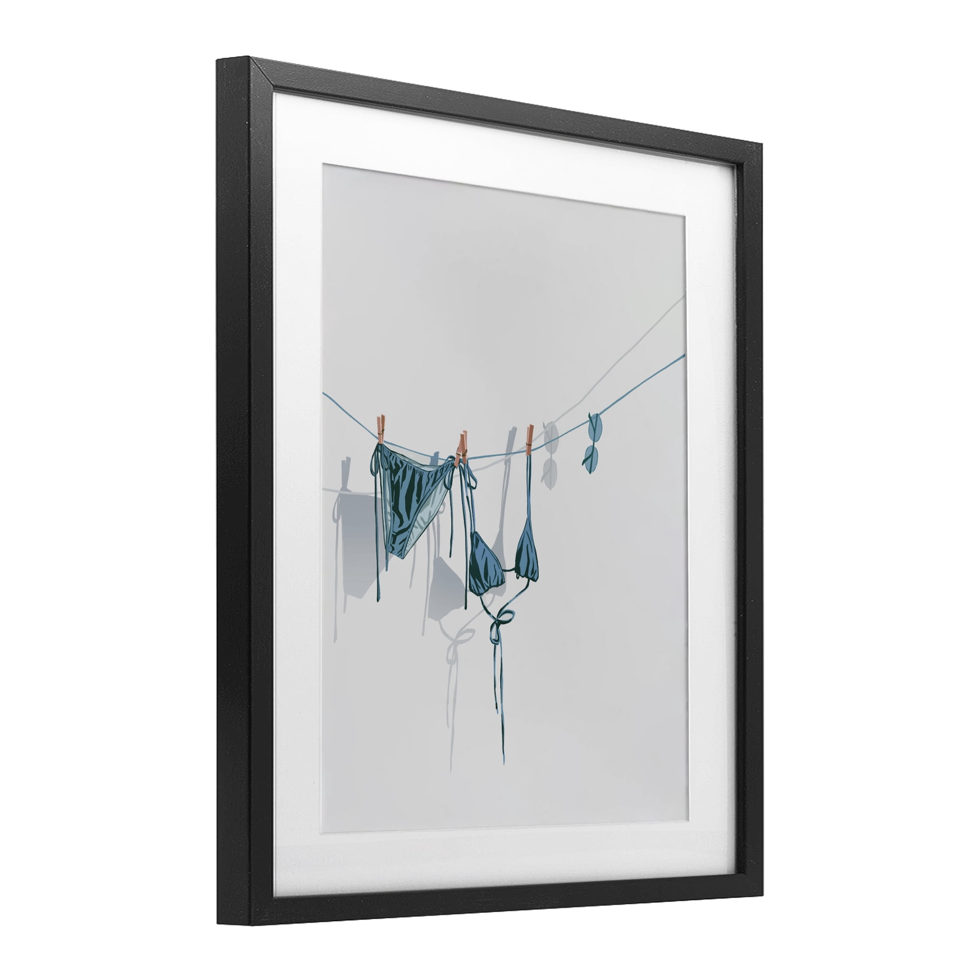 Stupell Industries Teal Bikini on Clothesline Black Framed Print Under Glass, design by Ziwei Li