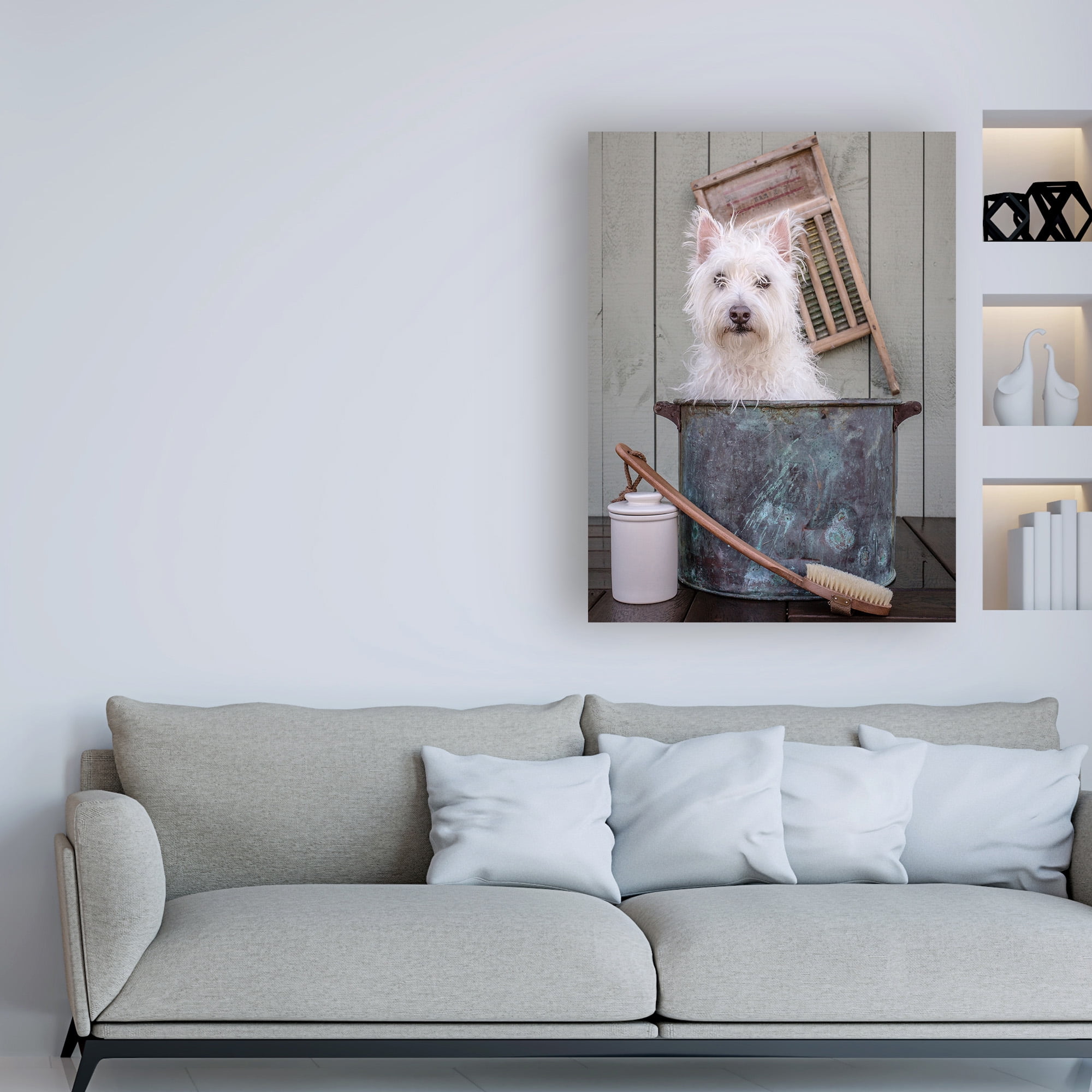 Trademark Fine Art 'Washing the Dog' Canvas Art by Edward M. Fieldin