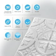 Art3d 12-Pack Glue-up or Lay in Ceiling Tile, 2ft x 2ft PVC Ceiling Tiles 3D Fancy Classic Style in White