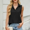 thumbnail image 5 of Pincandy Women's Fashion Casual New Spring/Summer New Solid Color Lapel Button Up Sleeveless Top Sleeveless Golf Shirts Tennis Quick Dry Collared Tank Tops V-Neck s,Black,M, 5 of 9