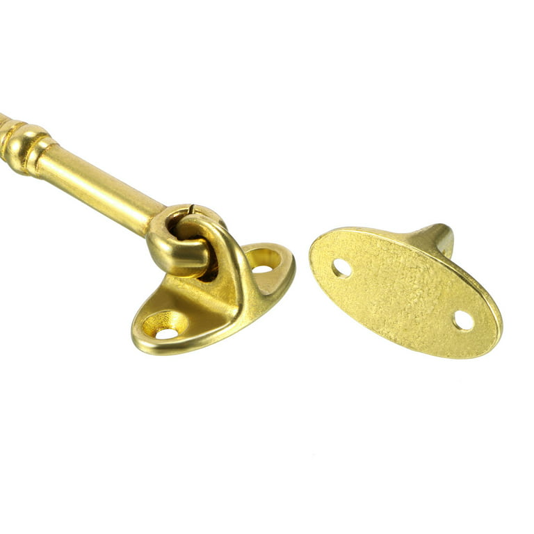 6 inch Cabin Hooks Eye Latch Door Gate Swivel Window Brass Hook with Mounting Screw Golden 2pcs