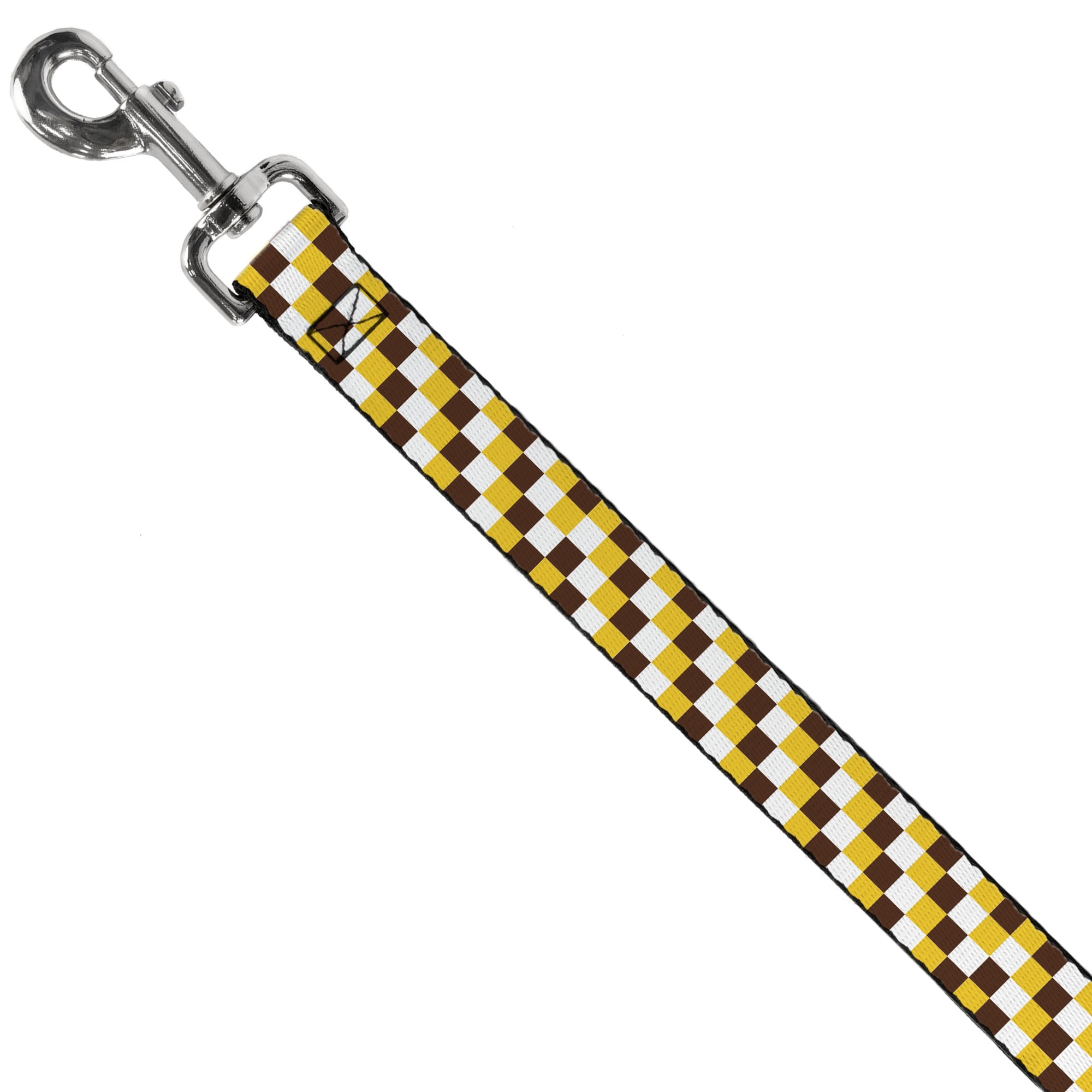 Buckle-Down Pet Leash, Dog Leash, Checker White Gold Brown, 6 Feet Long 1.0 Inch Wide