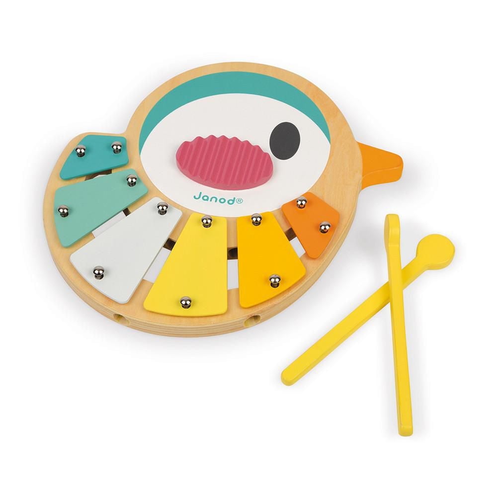 Janod - Pure - Bird Xilophone - Colourful  Musical Development Toy - For Babies and Toddlers - From 12 Months - Multilingual - J05163.