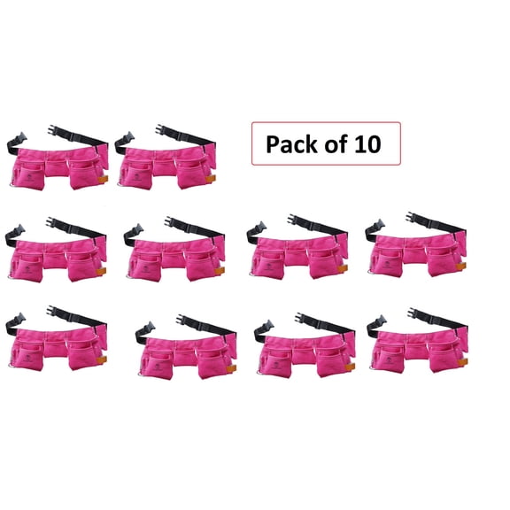 POCKETWISE 11 Pockets Women's Pink Leather Tool Belt (PACK OF 10)