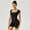 Black, variant on Women Tight Stretch Sports Jumpsuit Short Sleeve Running Yoga Fitness Jumpsuit