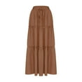 thumbnail image 4 of Homenesgenics Skirt for Women Fall Fashion Women Casual Comfort Elastic Waist Tie Pocket Ankle Skirt Brown XL, 4 of 7