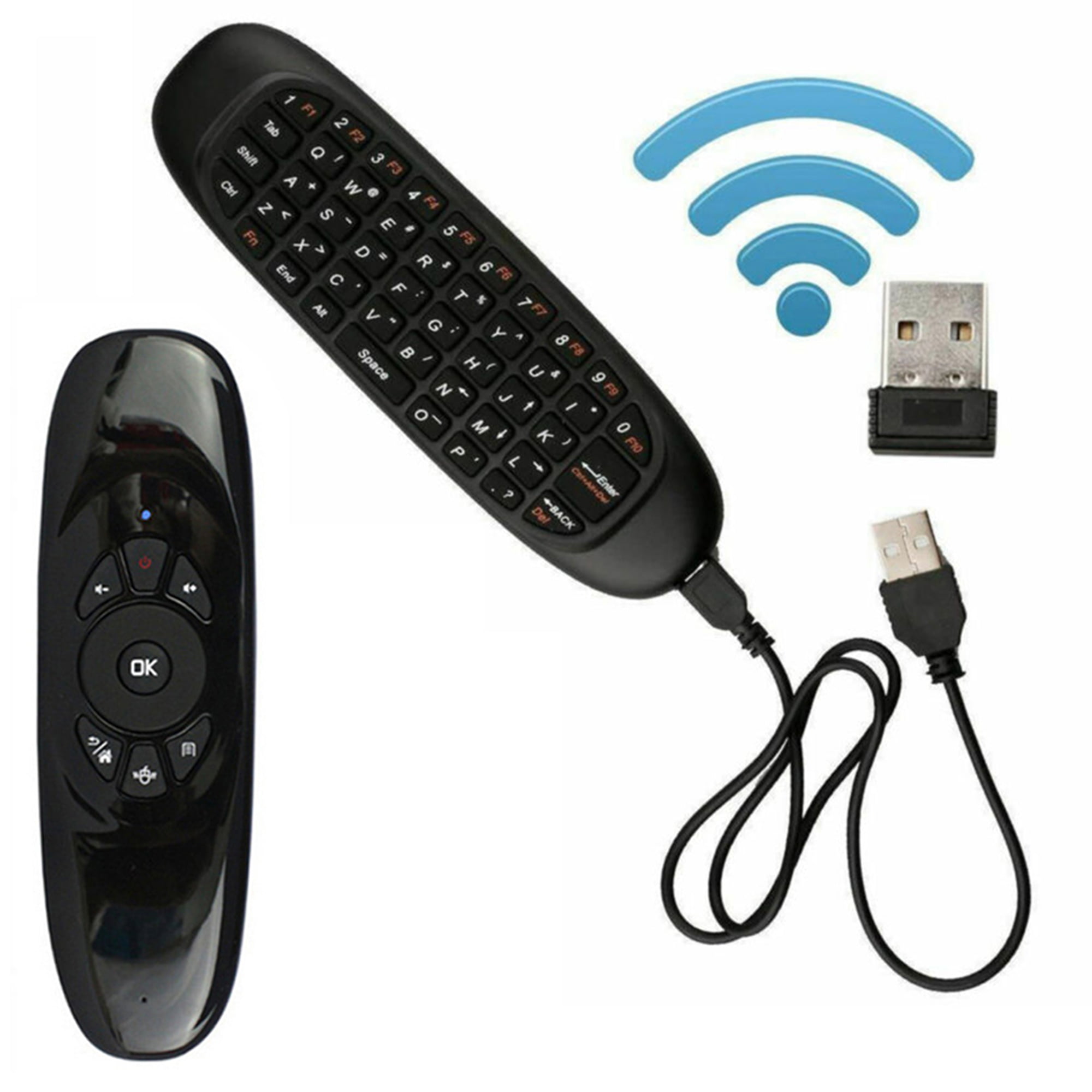 Calvas 2.4 GHz 77 Keys Mini Wireless Keyboard Air Remote Mouse Control Touchp With 3-Color LED Backlight And Receiver/USB Cable 