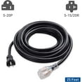 Outdoor Rated 12 AWG Heavy Duty 20 Amp Extension Cord 25 ft Power Cable with LED Light (NEMA 5