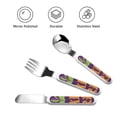 thumbnail image 3 of Picia Mardi Gras2 Print Children's Knife, Fork And Spoon Set - Kids’ Knife Fork Spoon - Stainless Steel Kids Silverware Set - Metal Kids Cutlery Set, 3 of 8