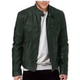 thumbnail image 1 of Chaqueta de cuero para hombre de estilo europeo y americano, chaqueta de cuero de motociclista punk con cuello alto para jóvenes y hombres, 1 of 6