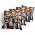 thumbnail image 5 of Ambesonne Cat Throw Pillow Cover 4 Pack, Waltz Dancing Kitty Couples, 24", Petrol Blue and Orange, 5 of 7
