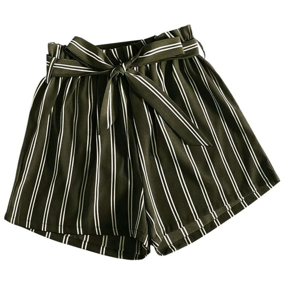 Bermuda Shorts for Women Trendy 2025 Come Belt Striped Chiffon Pants Casual Summer Jean Shorts S-XL